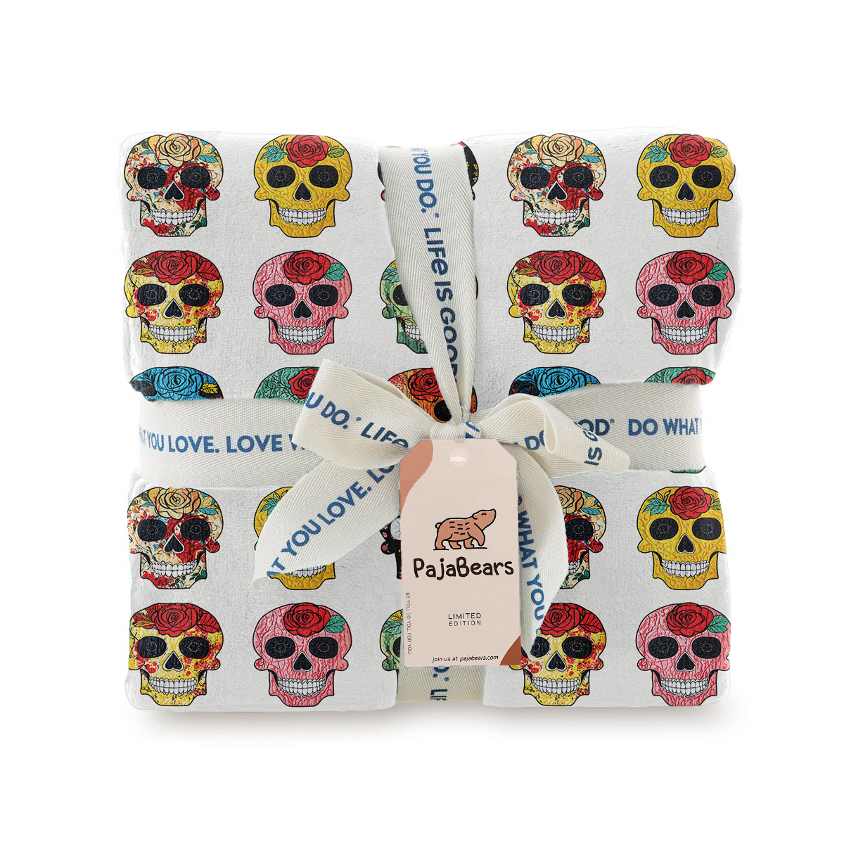 Pajabear Fleece Blanket Colorful Sugar Skull Roses