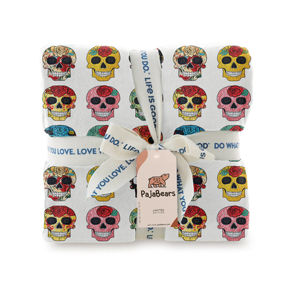 Pajabear Fleece Blanket Colorful Sugar Skull Roses