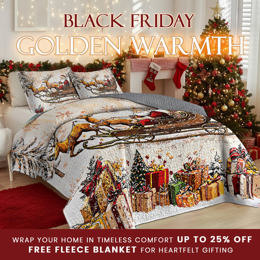 Pajabear Quilt 3-Piece Set Santa Sleigh