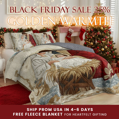 Pajabear Quilt 3-Piece Set Nativity Blessing