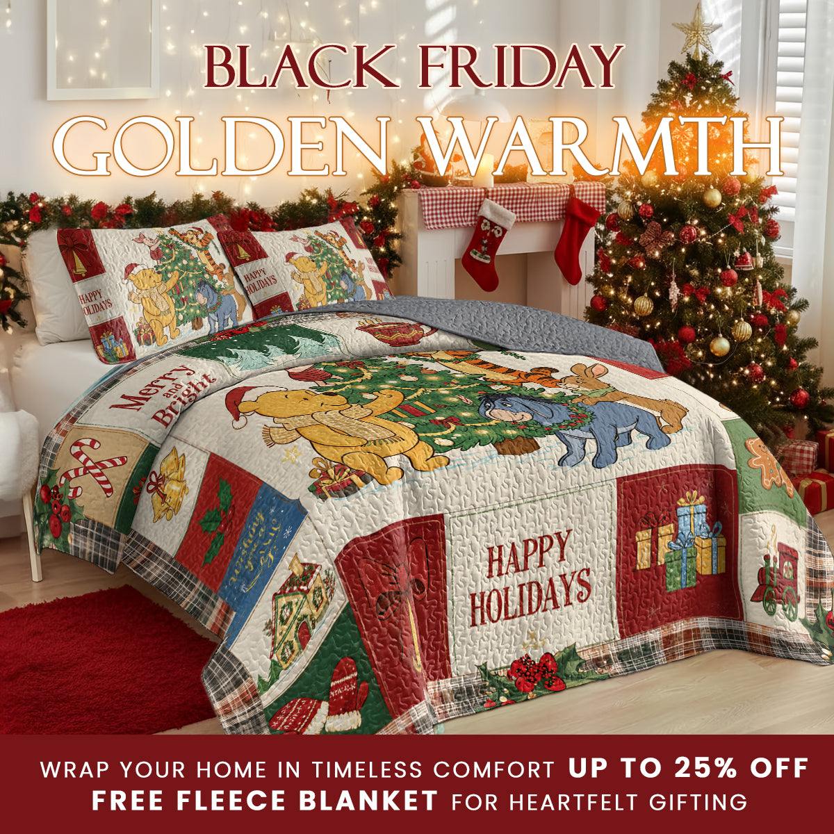 Pajabear Quilt 3-Piece Set Merry Pooh