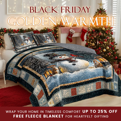 Pajabear Quilt 3-Piece Set Snowman’s Gentle Light Winter Memory