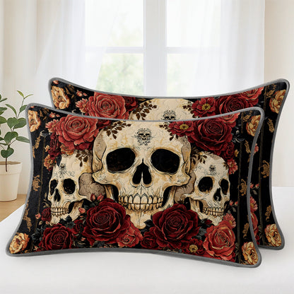 Pajabear Quilt 3-Piece Set Gothic Night Rose Skulls