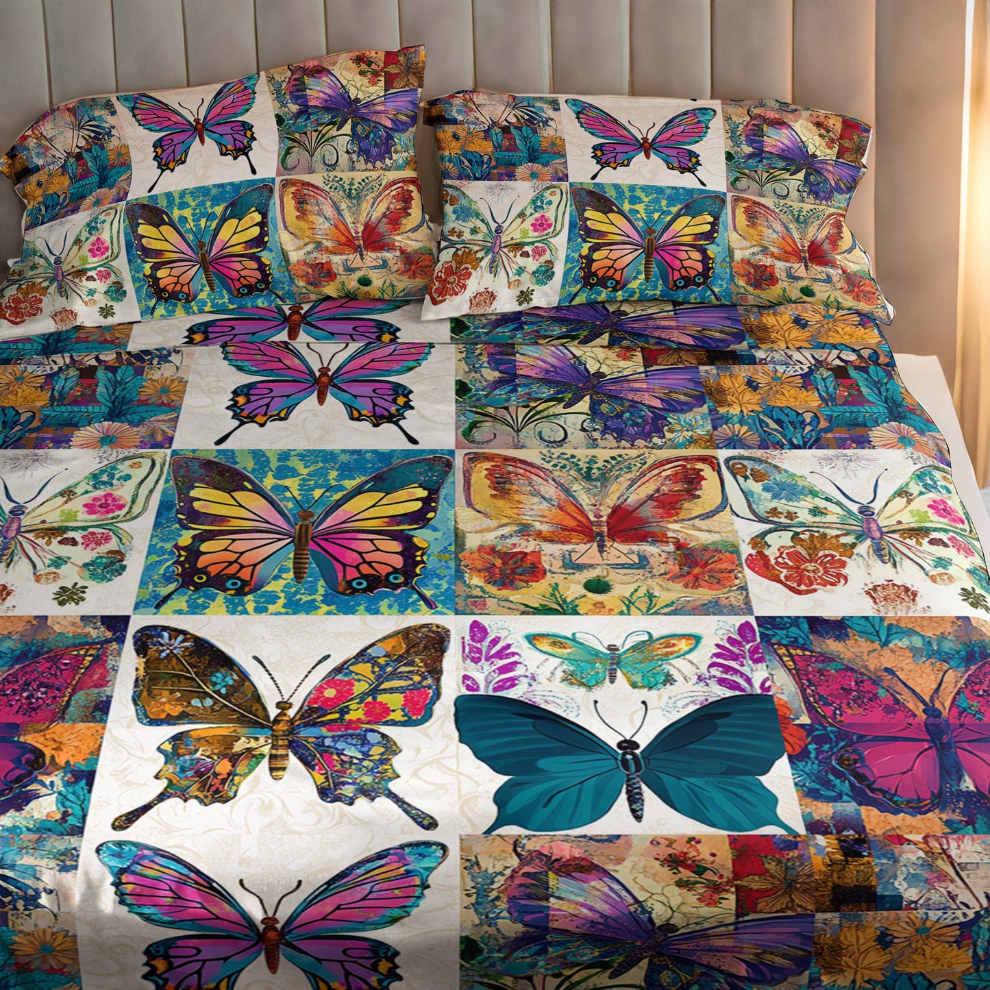 Pajabear 4-Piece Bed Sheet Set Classical Butterflies