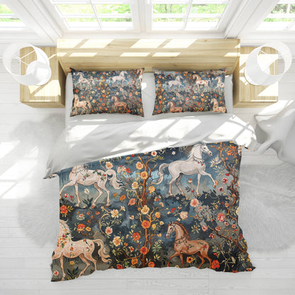 Pajabear 3 Pieces Duvet Cover Set Mystery Horses