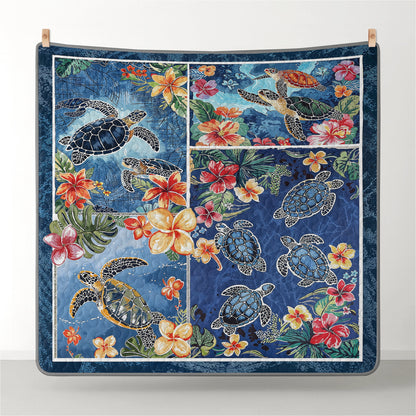 Pajabear Quilt 3-Piece Set Hibiscus Gentle Sea Turtle