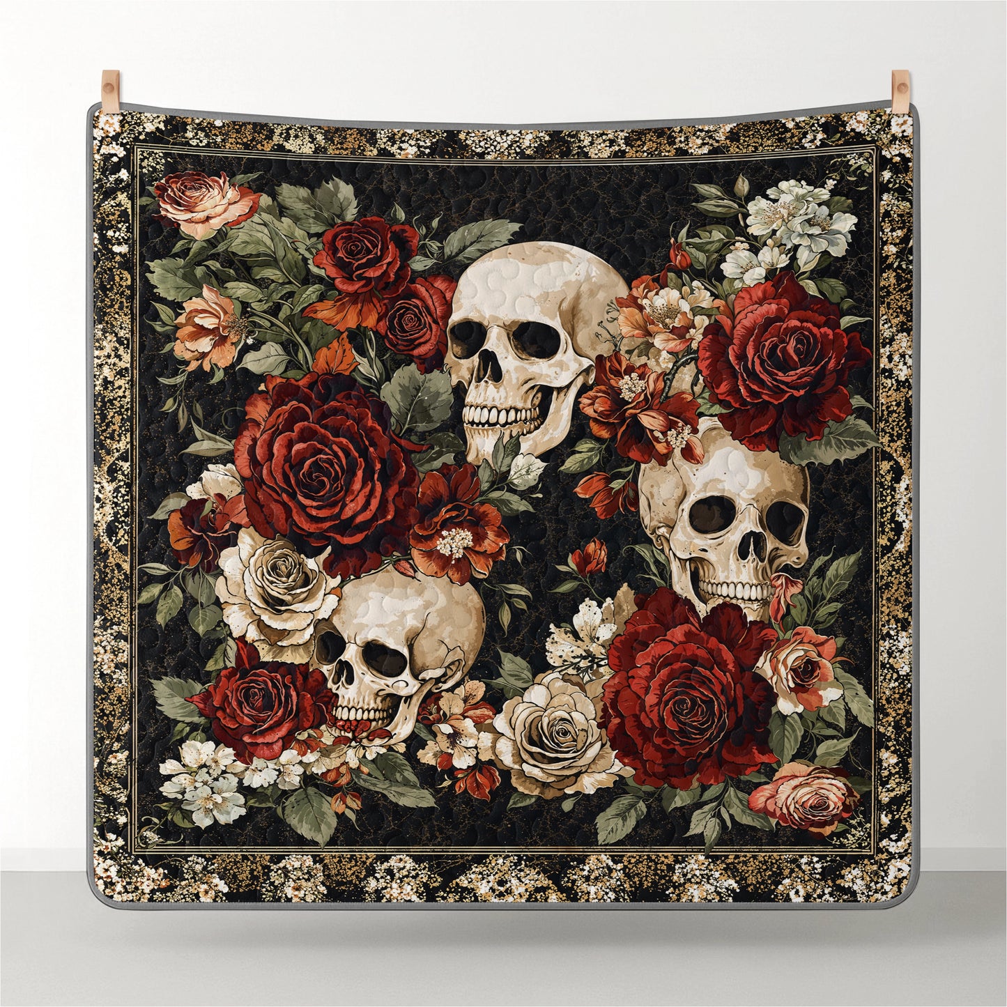 Pajabear Quilt 3-Piece Set Skull Crimson Shadows