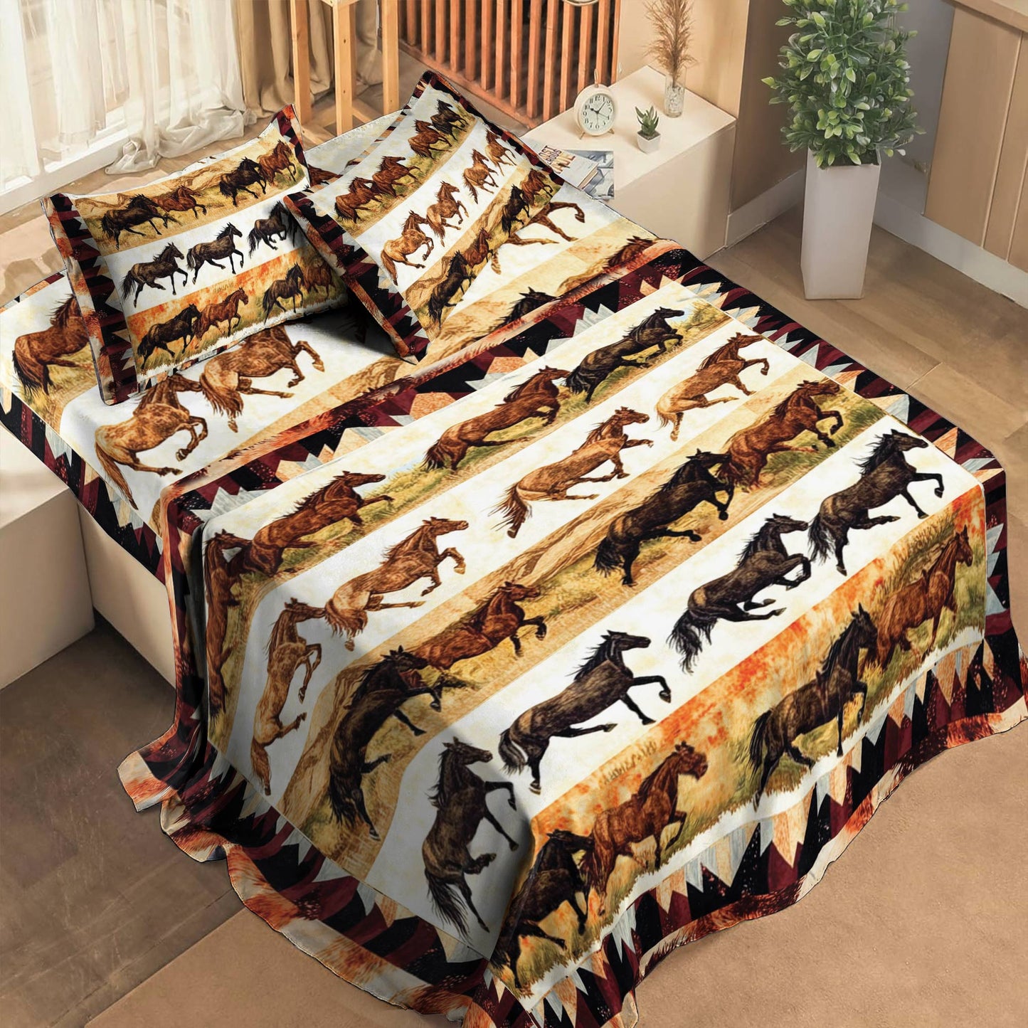 Pajabear 4-Piece Bed Sheet Set Wild Horses