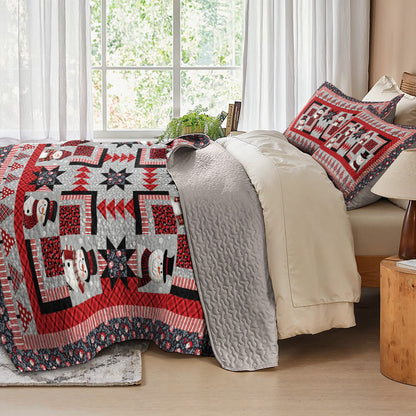 Pajabear Quilt 3-Piece Set Starry Snowmen Holiday