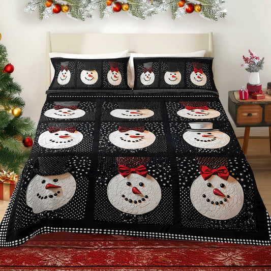 Pajabear 4-Piece Bed Sheet Set - Elegant Snowman Bowtie