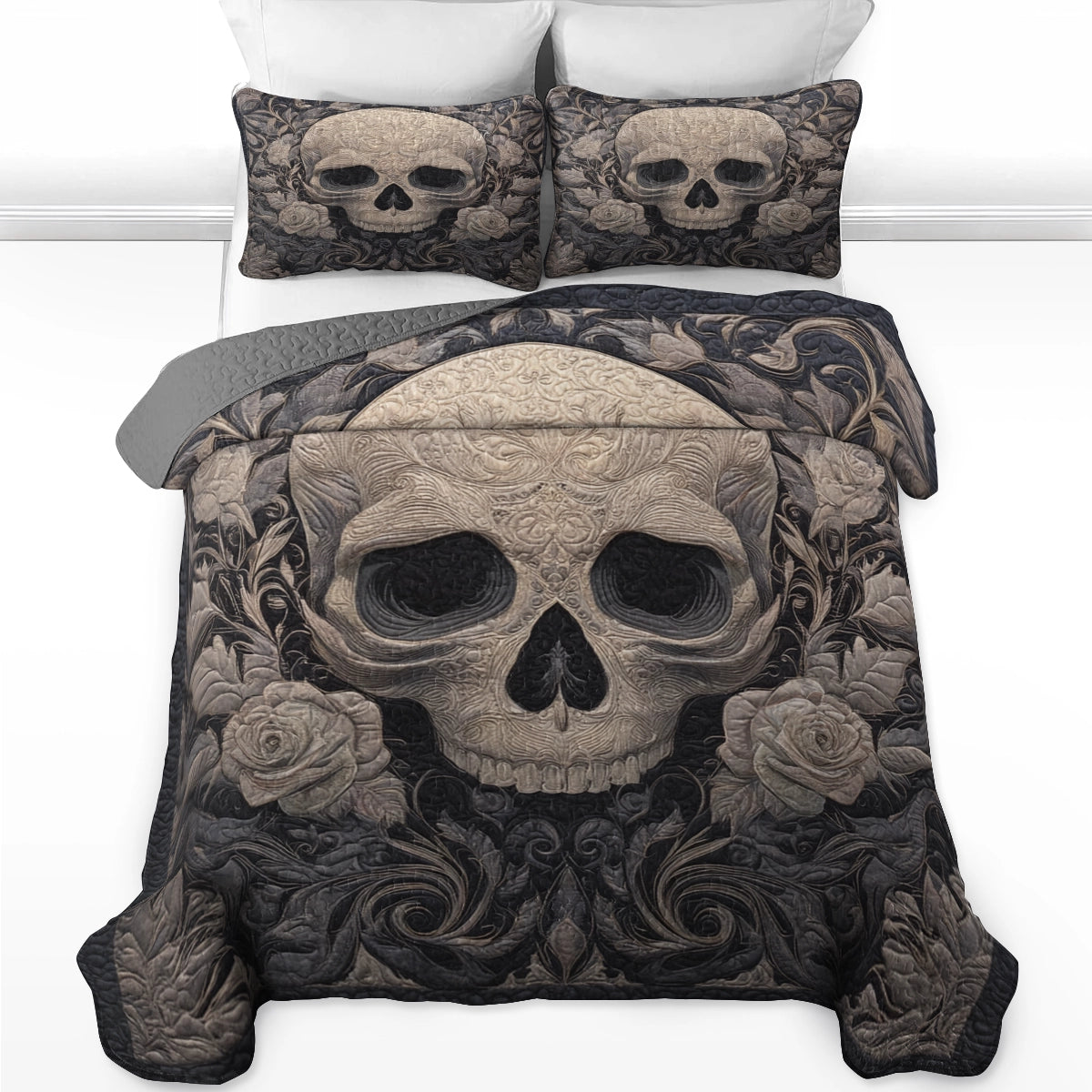 Pajabear Quilt 3-Piece Set Baroque Shadow Skull