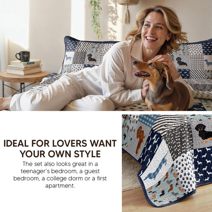 Pajabear Quilt 3-Piece Set Dachshund Delight