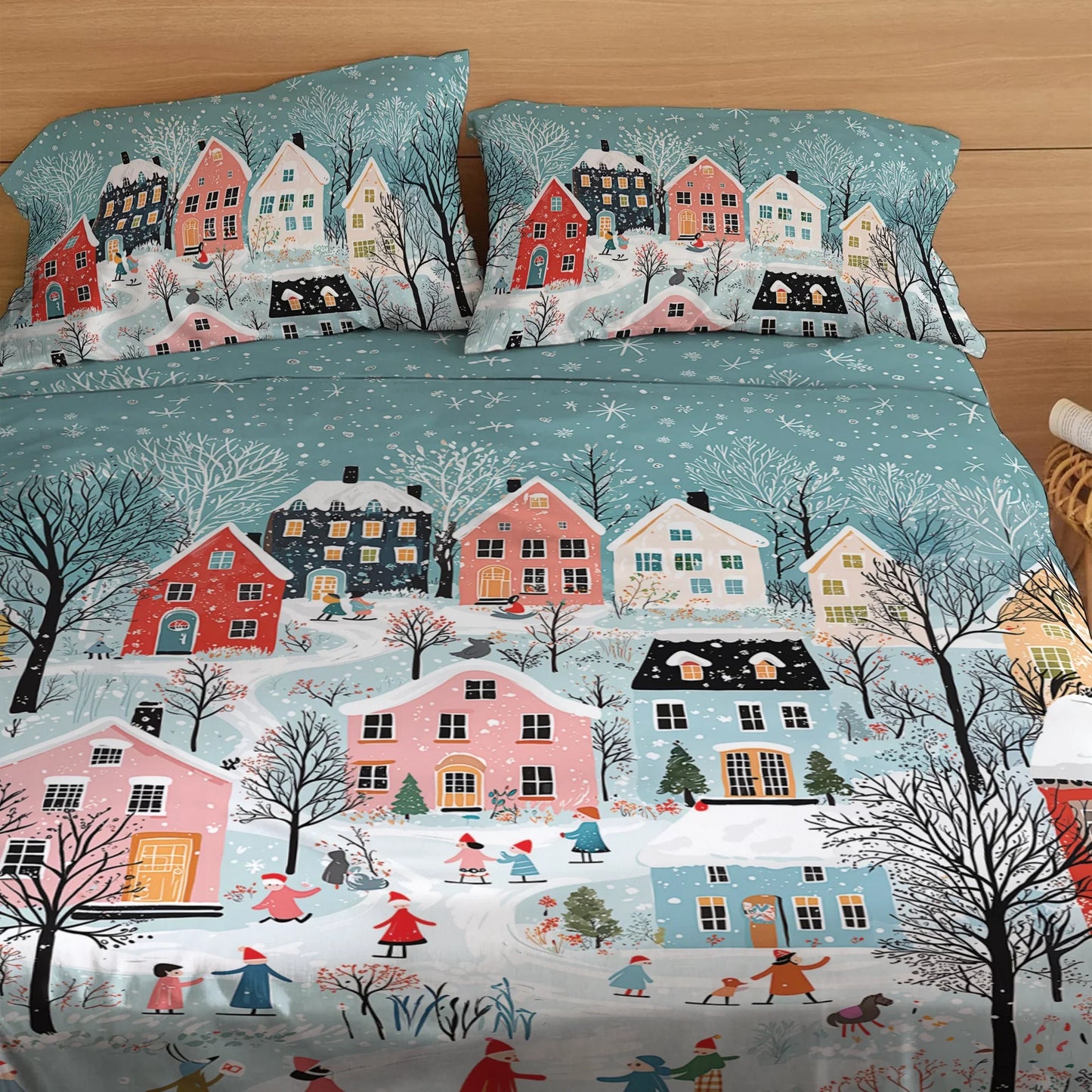Pajabear 4-Piece Bed Sheet Set - Christmas Winter Wonderland
