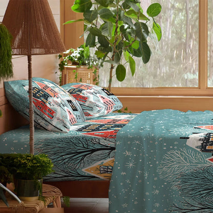 Pajabear 4-Piece Bed Sheet Set - Christmas Winter Wonderland