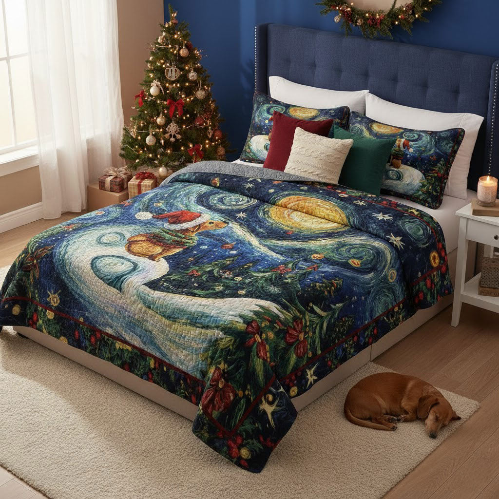 Pajabear Quilt 3-Piece Set Starry Christmas Pup