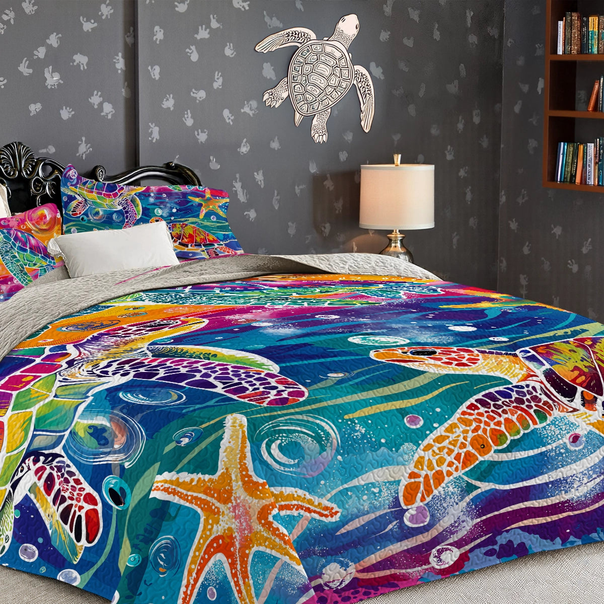 Pajabear Quilt 3-Piece Set Turtle Rainbow