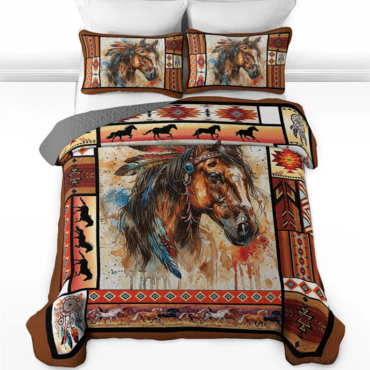 Pajabear Quilt 3-Piece Set Tribal Horse