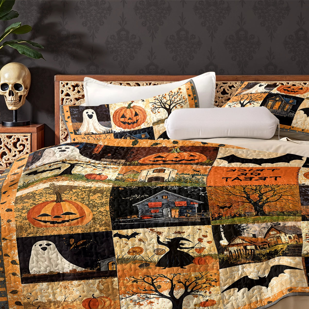 Pajabear Quilt 3-Piece Set Spooky Trick Or Treat Halloween