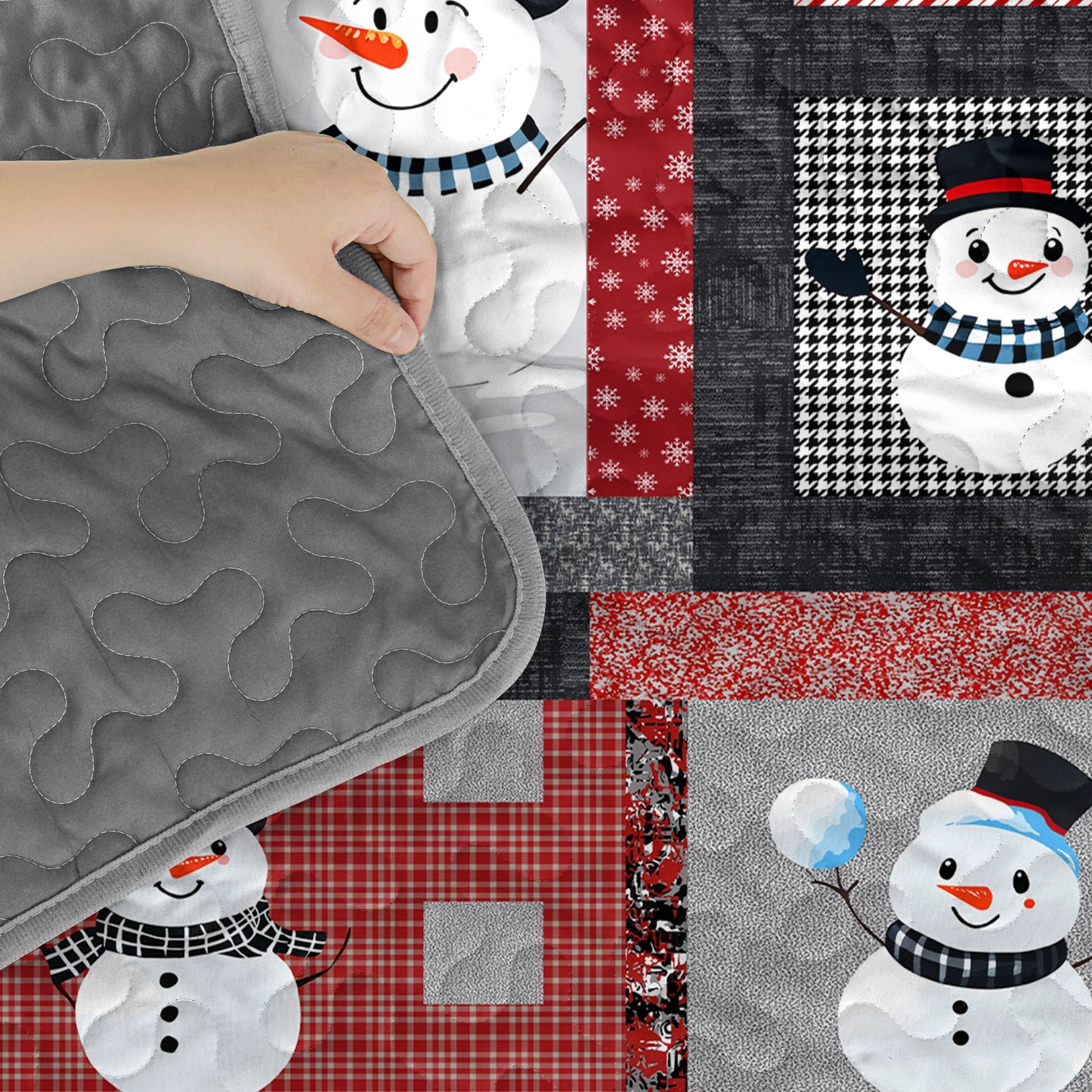 Pajabear Quilt 3-Piece Set Playful Snowmen