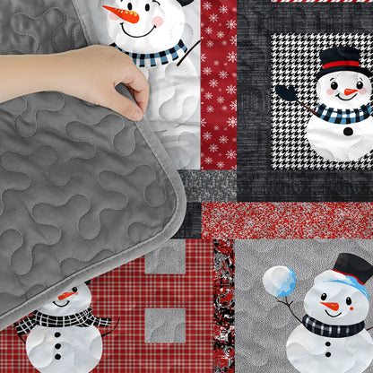 Pajabear Quilt 3-Piece Set Playful Snowmen