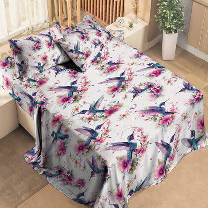 Pajabear 4-Piece Bed Sheet Set Hummingbird Heaven