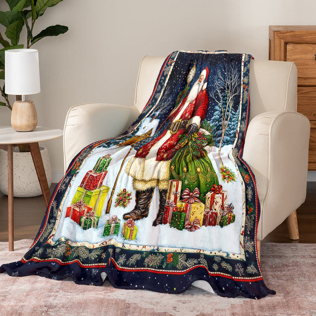 Pajabear Fleece Blanket Santa's Midnight Gift Delivery