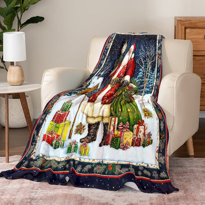 Pajabear Fleece Blanket Santa's Midnight Gift Delivery