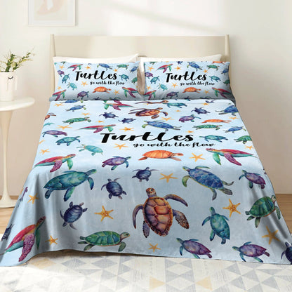 Pajabear 4-Piece Bed Sheet Set - Sea Turtle Go With The Flow