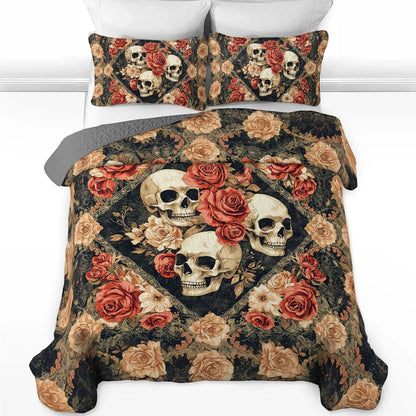 Pajabear Quilt 3-Piece Set Skull Dark Romance