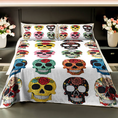 Pajabear 4-Piece Bed Sheet Set Colorful Sugar Skull Roses