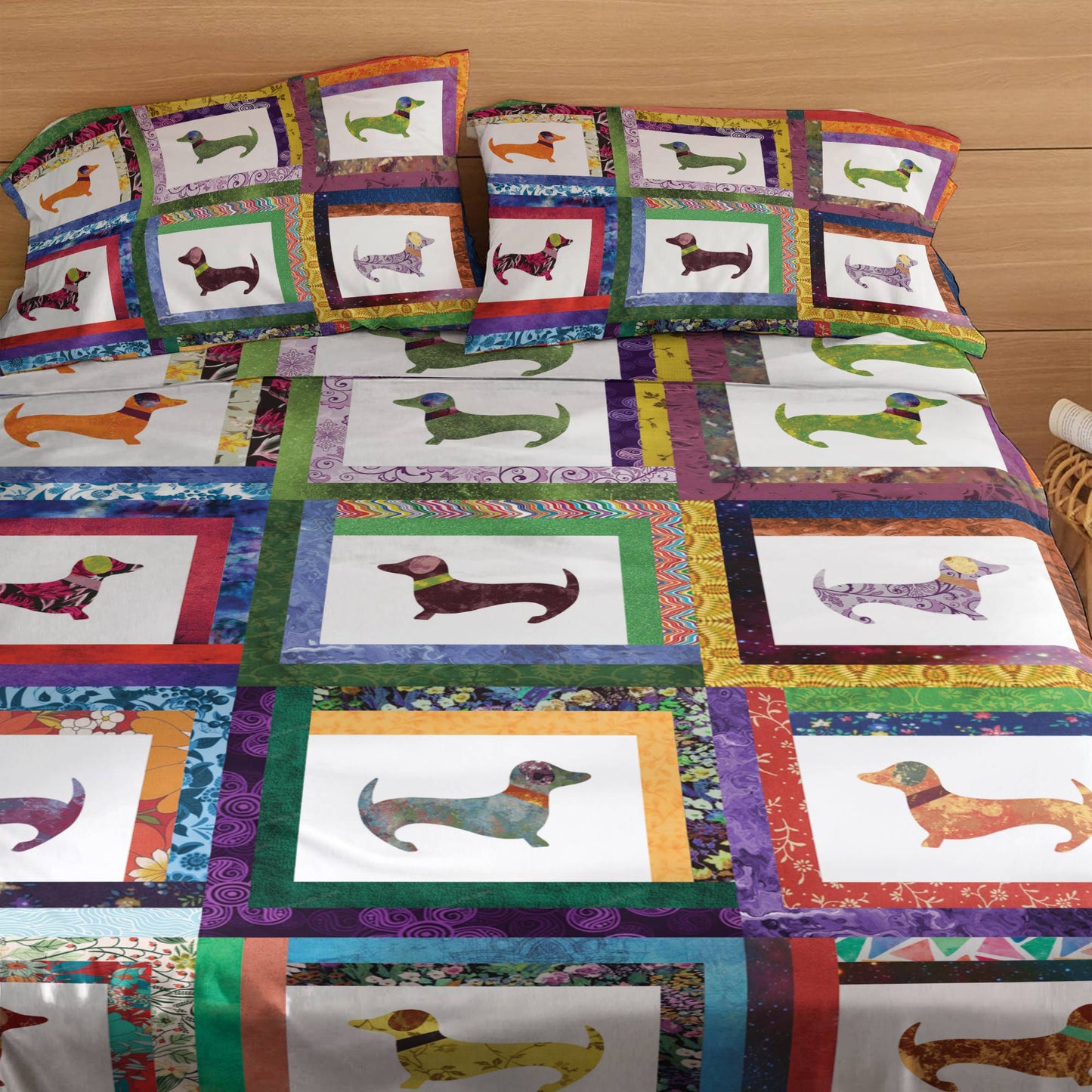 Pajabear 4-Piece Bed Sheet Set Dachshund Friends
