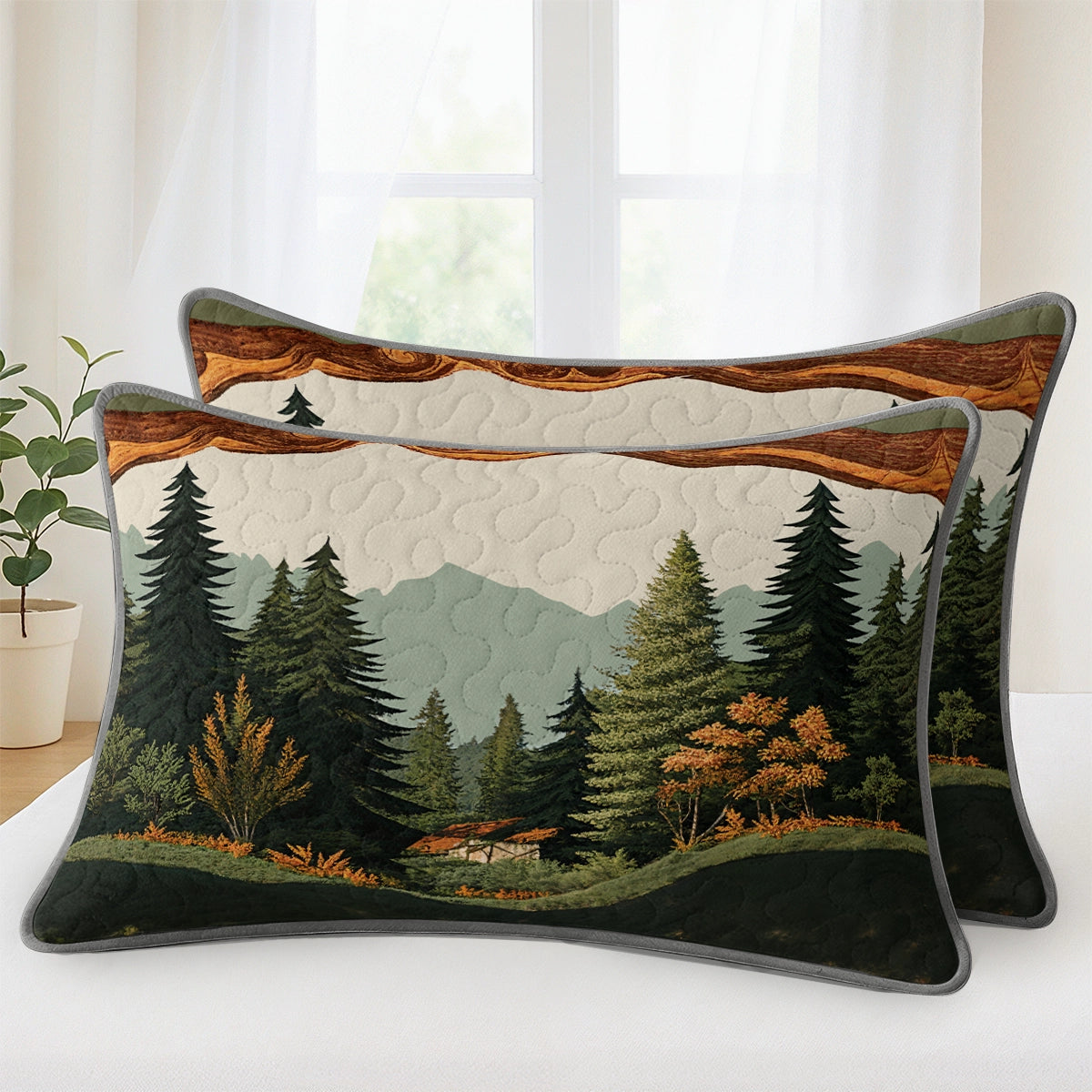 Pajabear Quilt 3-Piece Set Forest Cabin