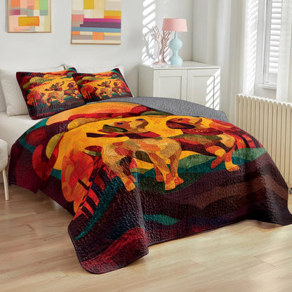 Pajabear Quilt 3-Piece Set Sunset Dachshund Harmony