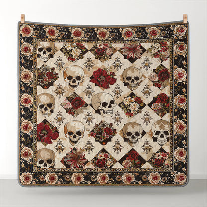 Pajabear Quilt 3-Piece Set Elegent Skull Roses