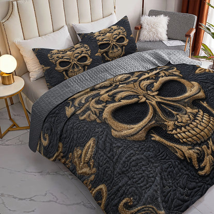 Pajabear Quilt 3-Piece Set Baroque Skull Majesty