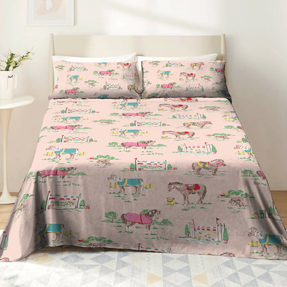 Pajabear 4-Piece Bed Sheet Set Horse Racing