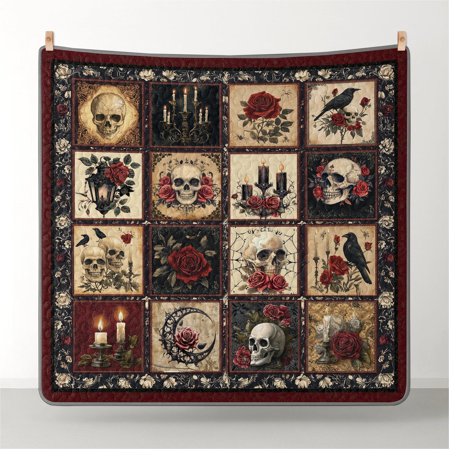 Pajabear Quilt 3-Piece Set Victorian Skull