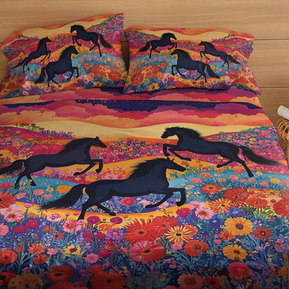 Pajabear 4-Piece Bed Sheet Colorful Horses
