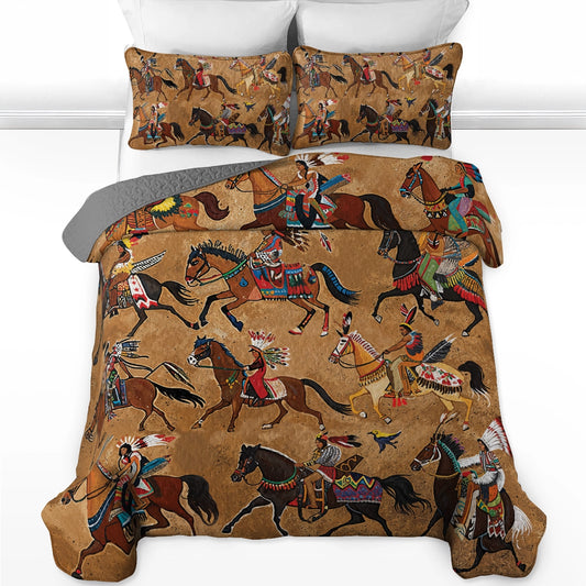 Pajabear Quilt 3-Piece Set Strength Native Horses