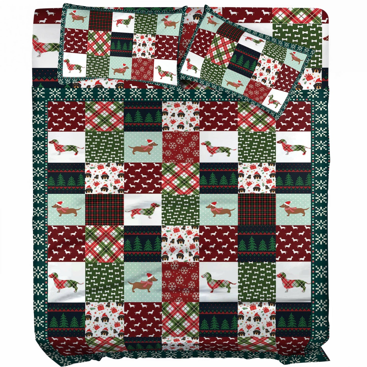 Pajabear 4-Piece Bed Sheet Set Dachshund Christmas