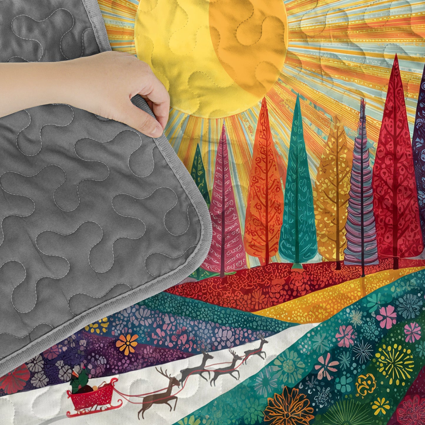 Pajabear Quilt 3-Piece Set Colorful Forest Path