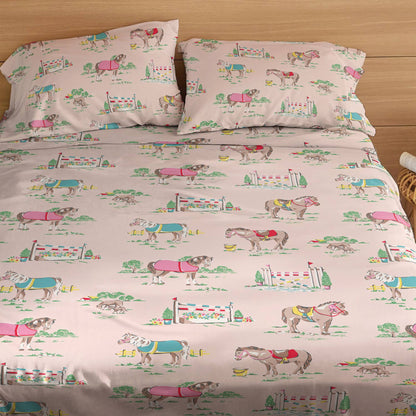 Pajabear 4-Piece Bed Sheet Set Horse Racing
