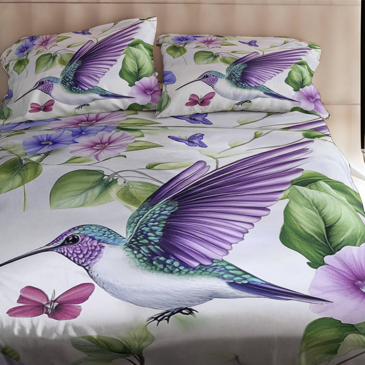 Pajabear 4-Piece Bed Sheet Set Hummingbird Lovely