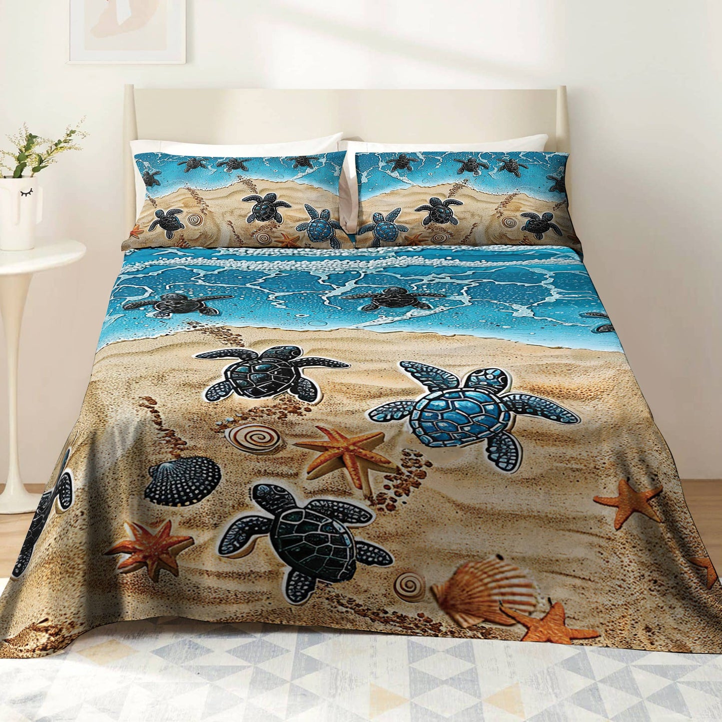 Pajabear 4-Piece Bed Sheet Set Sea Turtle Journey