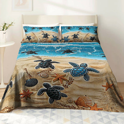Pajabear 4-Piece Bed Sheet Set Sea Turtle Journey