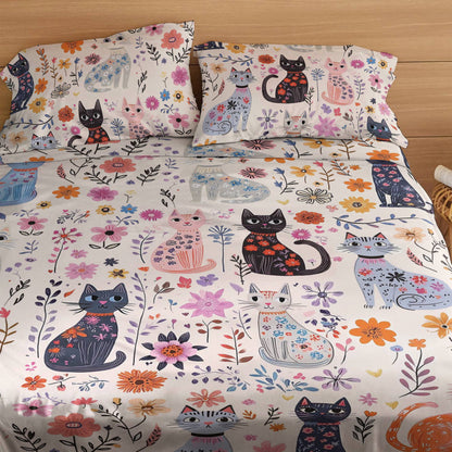 Pajabear 4-Piece Bed Sheet Set Catty Blooms