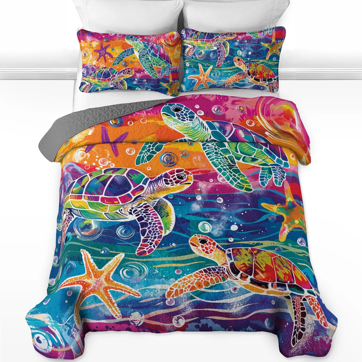 Pajabear Quilt 3-Piece Set Turtle Rainbow