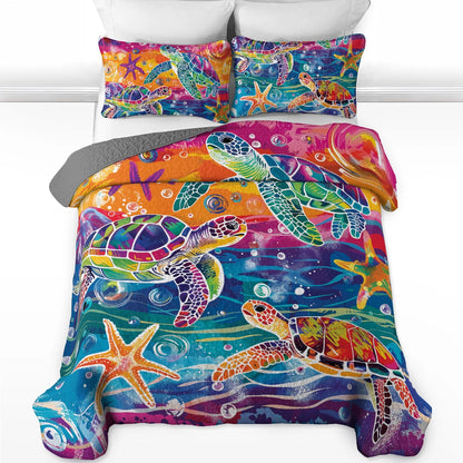 Pajabear Quilt 3-Piece Set Turtle Rainbow