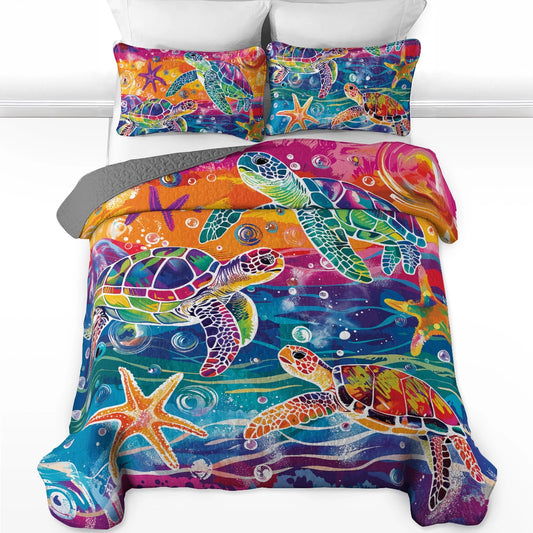 Pajabear Quilt 3-Piece Set Turtle Rainbow