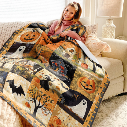 Pajabear Fleece Blanket Spooky Trick Or Treat Halloween